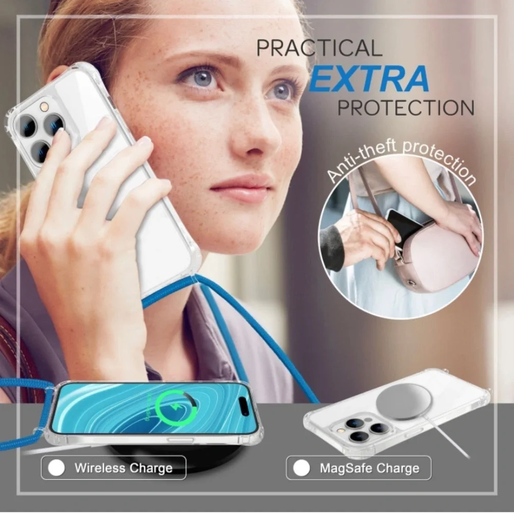 New NALIA Necklace Cover with Band Compatible with iPhone 14 Pro Case,
